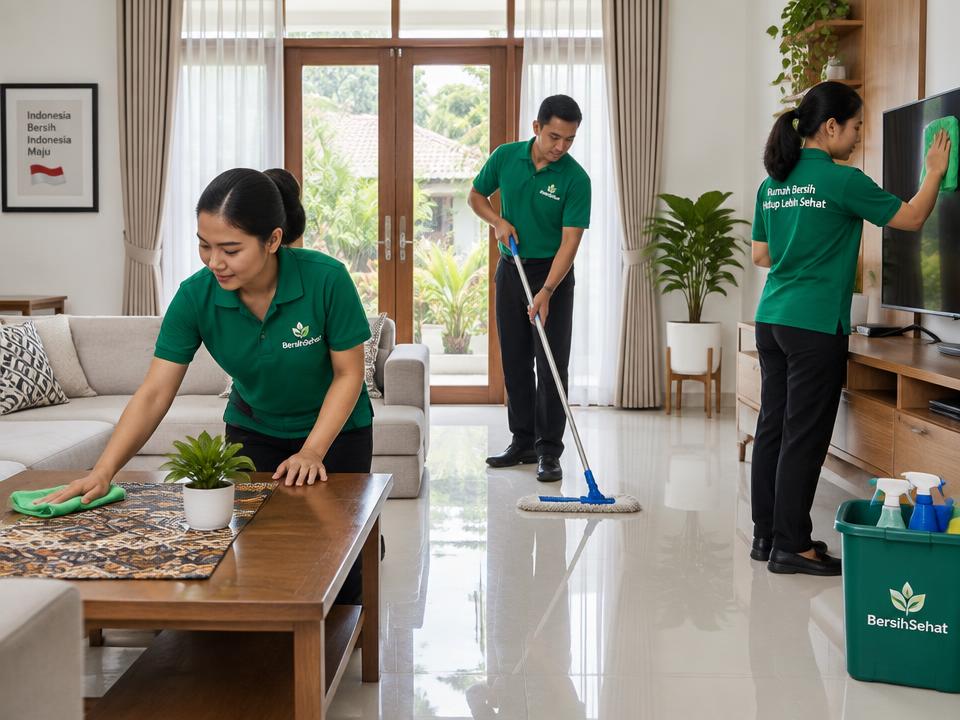 Tim general cleaning menangani seluruh area ruang keluarga
